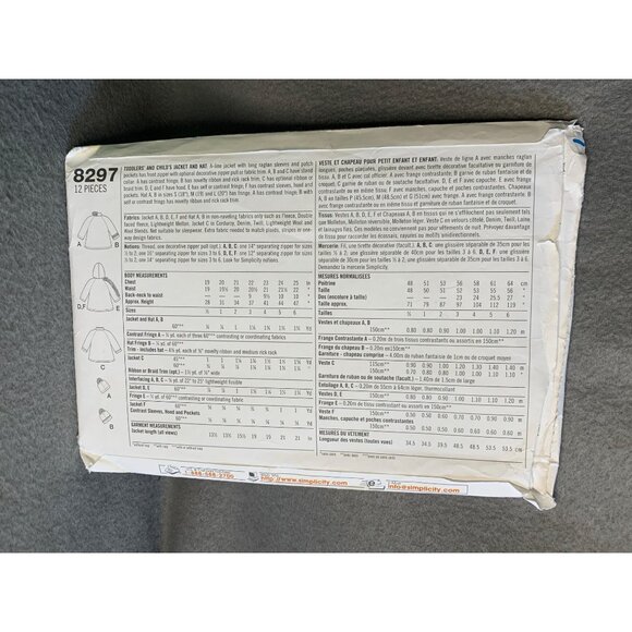 Simplicity Girls Jacket Hat 6 Made Easy Sewing Patterns Sz 3-6 8297 - Uncut - Picture 3 of 4